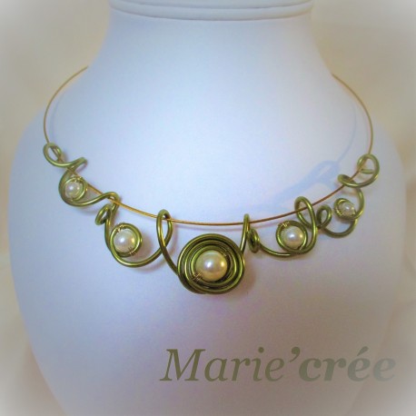 collier fantaisie aluminium perle